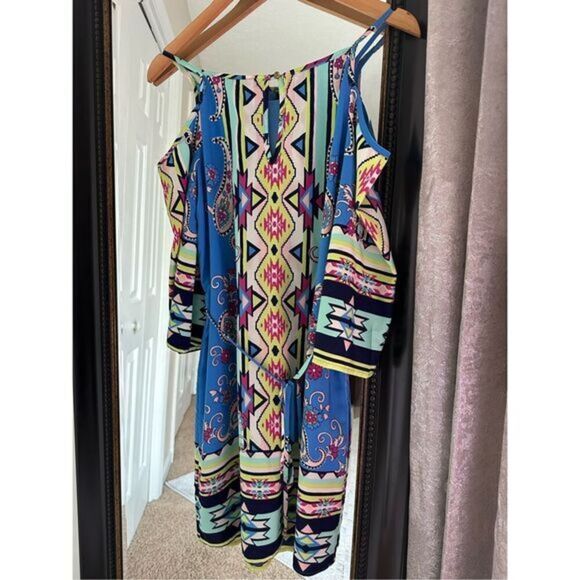 Pink Owl Cold Shoulder A Line Dress Size Small - Picture 3 of 5